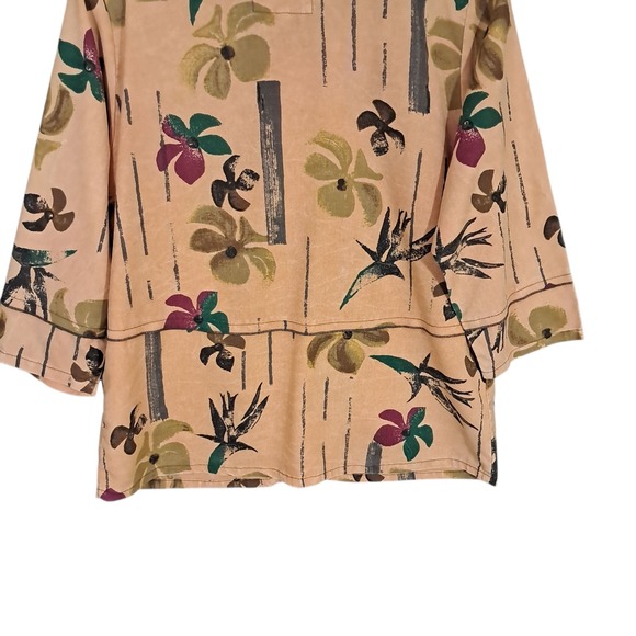 Produce Company Women‎ Linen Blend Brown Abstract Art Button Up Shirt USA M - Picture 7 of 11